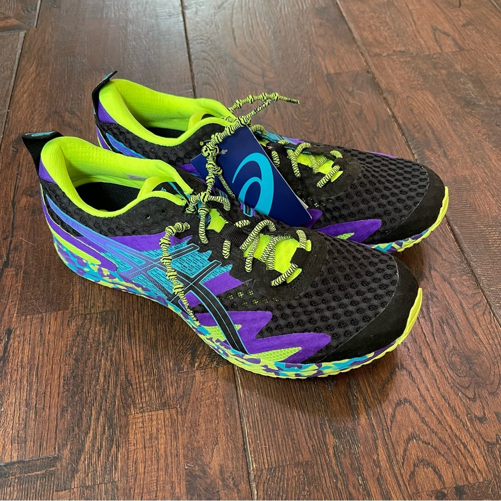 Asics Unisex NOOSA TRI 12 leather upper running Shoes sneakers green NWT
